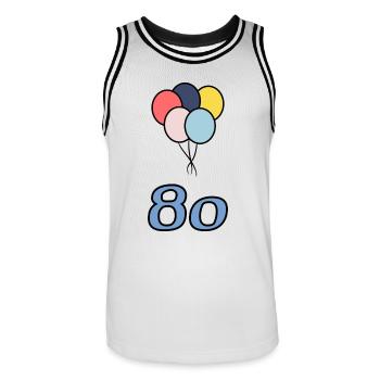 80. 80 ANS. 80e ANNIVERSAIRE. ANNIVERSAIRE 80 ANS. - Maillot de basket Homme - blanc/noir - Devant - AI Model Male 185 dark (185cm)