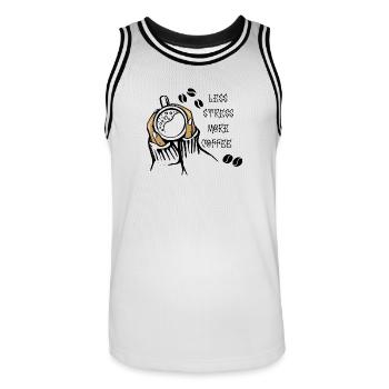 Weniger Stress Mehr Kaffee - Männer Basketball-Trikot - Weiß/Schwarz - Vorne - AI Model Male 185 dark (185cm)