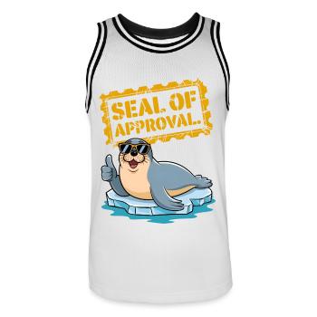 Sceau d’approbation - Maillot de basket Homme - blanc/noir - Devant - AI Model Male 185 dark (185cm)