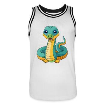 Anaconda Niedliche Maskottchen Zeichentrickfigur Kawaii - Männer Basketball-Trikot - Weiß/Schwarz - Vorne - AI Model Male 185 dark (185cm)