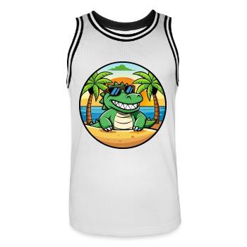 Krokodil Lustige Cartoon Sommer Strand Sonnenbrille - Männer Basketball-Trikot - Weiß/Schwarz - Vorne - AI Model Male 185 dark (185cm)