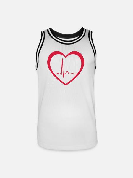 Heartbeat ECG Line Medical Pulse Wave Icon Vector - Men's Basketball Jersey - white/black