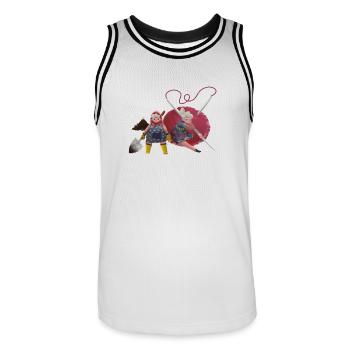 Abenteuer Omas - Männer Basketball-Trikot - Weiß/Schwarz - Vorne - AI Model Male 185 dark (185cm)