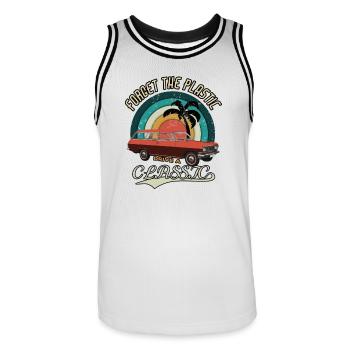 Vintage Drive the classics Oldtimer Classic Car - Men's Basketball Jersey - white/black - Front - AI Model Male 185 dark (185cm)