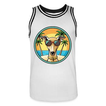 Italienischer Windhund Hunderasse Cartoon Sonnenbrille Strand - Männer Basketball-Trikot - Weiß/Schwarz - Vorne - AI Model Male 185 dark (185cm)