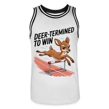 Deer-Termined pour gagner - Maillot de basket Homme - blanc/noir - Devant - AI Model Male 185 dark (185cm)
