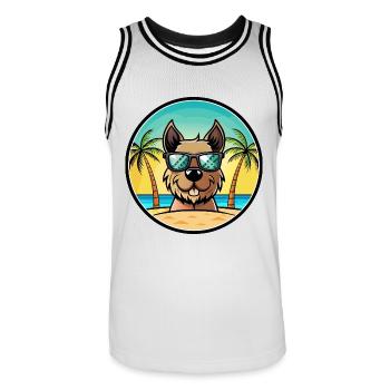 Gull Terrier Chien Race Dessin Animé Lunettes De Soleil Plage - Maillot de basket Homme - blanc/noir - Devant - AI Model Male 185 dark (185cm)