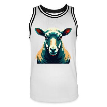 Schaf Cartoon Figur Buntes Haustier Tier - Männer Basketball-Trikot - Weiß/Schwarz - Vorne - AI Model Male 185 dark (185cm)