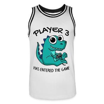 Drittes Kind Spieler 3 Schwanger Baby Dinosaurier - Männer Basketball-Trikot - Weiß/Schwarz - Vorne - AI Model Male 185 dark (185cm)