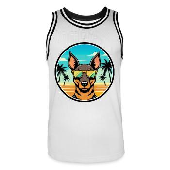 Manchester Terrier Hunderasse Cartoon Sonnenbrille - Männer Basketball-Trikot - Weiß/Schwarz - Vorne - AI Model Male 185 dark (185cm)