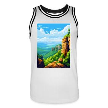 Montagne de grès de l’Elbe Allemagne Affiche de voyage WPA - Maillot de basket Homme - blanc/noir - Devant - AI Model Male 185 dark (185cm)