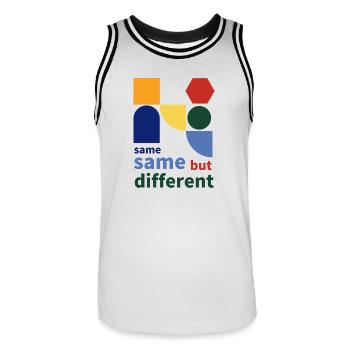 same same but different - Männer Basketball-Trikot - Weiß/Schwarz - Vorne - AI Model Male 185 dark (185cm)