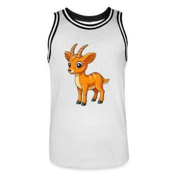 Antilope Niedliche Maskottchen Zeichentrickfigur Kawaii - Männer Basketball-Trikot - Weiß/Schwarz - Vorne - AI Model Male 185 dark (185cm)