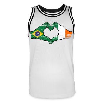 Brésil Irlande Drapeau Aiguilles Coeur Forme Utilisé - Maillot de basket Homme - blanc/noir - Devant - AI Model Male 185 dark (185cm)