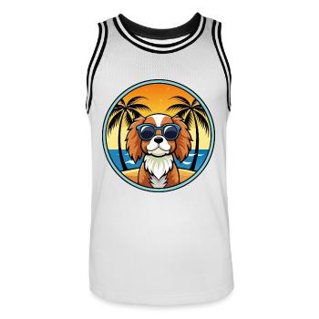 Cavalier King Charles Spaniel Race Chien Dessin animé - Maillot de basket Homme - blanc/noir - Devant - AI Model Male 185 dark (185cm)
