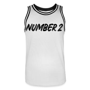 Numéro 2 - deux - deuxième - deuxième - 2 - numéro 2 - Maillot de basket Homme - blanc/noir - Devant - AI Model Male 185 dark (185cm)