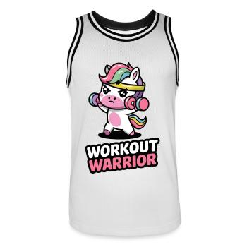 Workout Warrior - Men's Basketball Jersey - white/black - Front - AI Model Male 185 dark (185cm)