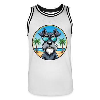 Schnauzer géant chien race dessin animé lunettes de soleil plage - Maillot de basket Homme - blanc/noir - Devant - AI Model Male 185 dark (185cm)