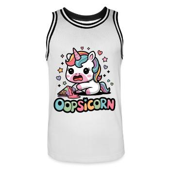 Oopsicorn - Maillot de basket Homme - blanc/noir - Devant - AI Model Male 185 dark (185cm)