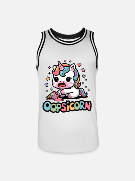 Oopsicorn - Maillot de basket Homme - blanc/noir