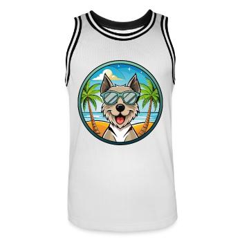 Gull Terrier Chien Race Dessin Animé Lunettes De Soleil Plage - Maillot de basket Homme - blanc/noir - Devant - AI Model Male 185 dark (185cm)