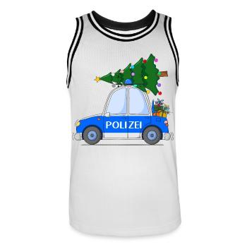 Polizeiauto Weihnachten - Männer Basketball-Trikot - Weiß/Schwarz - Vorne - AI Model Male 185 dark (185cm)