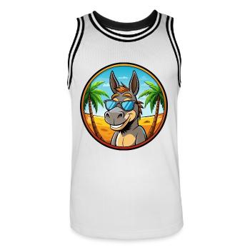 Esel Lustige Cartoon Sommer Strand Sonnenbrille Cool - Männer Basketball-Trikot - Weiß/Schwarz - Vorne - AI Model Male 185 dark (185cm)