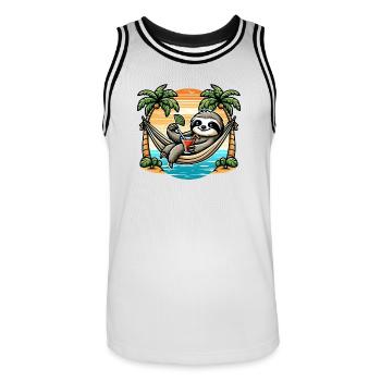 Sloth in hammock - Men's Basketball Jersey - white/black - Front - AI Model Male 185 dark (185cm)