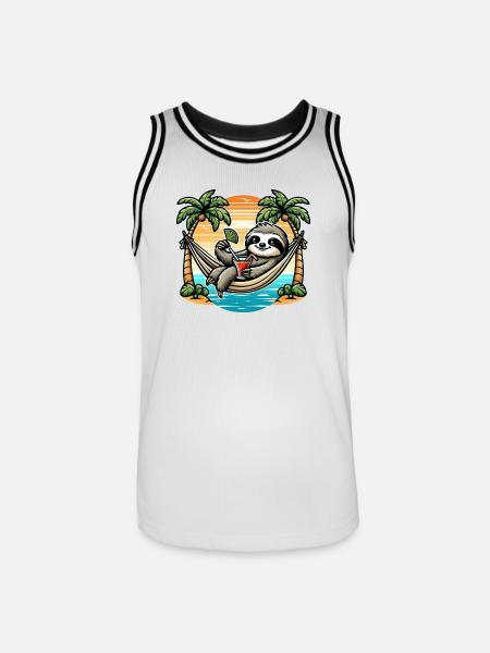Sloth in hammock - Men's Basketball Jersey - white/black