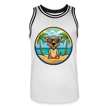 Pointer Dog Breed Cartoon Sunglasses Beach - Men's Basketball Jersey - white/black - Front - AI Model Male 185 dark (185cm)
