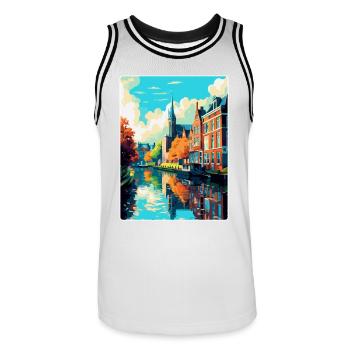 Zwolle Niederlande Vintage Reiseplakat Souvenir - Männer Basketball-Trikot - Weiß/Schwarz - Vorne - AI Model Male 185 dark (185cm)