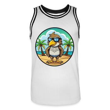 Hawk Lustige Cartoon Sommer Strand Sonnenbrille Aufkleber - Männer Basketball-Trikot - Weiß/Schwarz - Vorne - AI Model Male 185 dark (185cm)