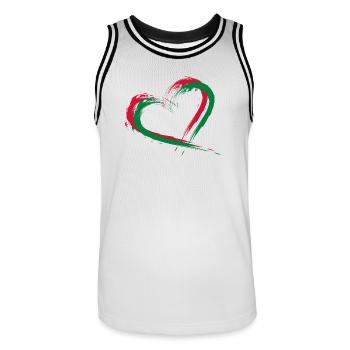 Herz Bürste Flagge der Malediven - Männer Basketball-Trikot - Weiß/Schwarz - Vorne - AI Model Male 185 dark (185cm)