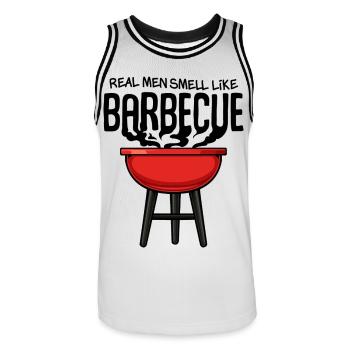 Red Kettle Grill Illustration - Men's Basketball Jersey - white/black - Front - AI Model Male 185 dark (185cm)