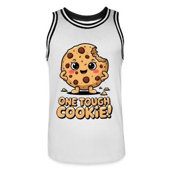 Un biscuit coriace ! - Maillot de basket Homme - blanc/noir - Devant - AI Model Male 185 dark (185cm)