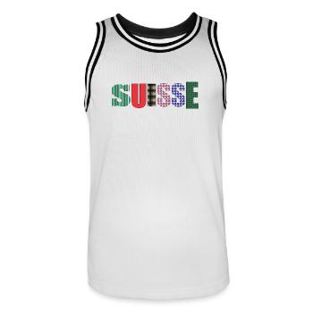 SUISSE. PAYS - Maillot de basket Homme - blanc/noir - Devant - AI Model Male 185 dark (185cm)