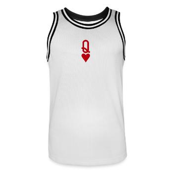 Carte à jouer au poker - Queen of Hearts - Maillot de basket Homme - blanc/noir - Devant - AI Model Male 185 dark (185cm)