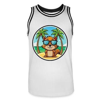 Écureuil Drôle Dessin Animé Plage Été Lunettes de soleil - Maillot de basket Homme - blanc/noir - Devant - AI Model Male 185 dark (185cm)