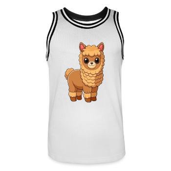 Alpaka Niedliche Maskottchen Zeichentrickfigur Kawaii - Männer Basketball-Trikot - Weiß/Schwarz - Vorne - AI Model Male 185 dark (185cm)