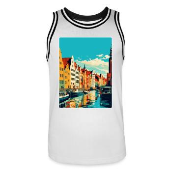 Danzig Polen Vintage Reiseposter WPA Souvenir - Männer Basketball-Trikot - Weiß/Schwarz - Vorne - AI Model Male 185 dark (185cm)