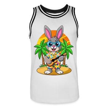 Lunettes de soleil de plage d’été de dessin animé de lapin drôle - Maillot de basket Homme - blanc/noir - Devant - AI Model Male 185 dark (185cm)