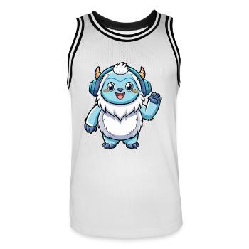 Yeti Funny Cartoon Character Musique de casque - Maillot de basket Homme - blanc/noir - Devant - AI Model Male 185 dark (185cm)
