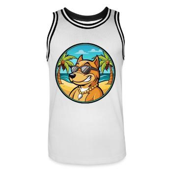 Cordoba Kampfhund Rasse Cartoon Sonnenbrille Strand - Männer Basketball-Trikot - Weiß/Schwarz - Vorne - AI Model Male 185 dark (185cm)