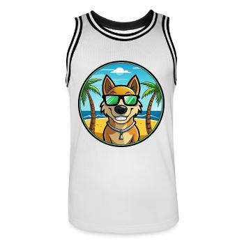 Alano Español Hunderasse Cartoon Sonnenbrille Strand - Männer Basketball-Trikot - Weiß/Schwarz - Vorne - AI Model Male 185 dark (185cm)
