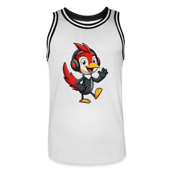 Woodpecker Funny Cartoon Character Musique de casque - Maillot de basket Homme - blanc/noir - Devant - AI Model Male 185 dark (185cm)