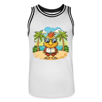Hawk Lustige Cartoon Sommer Strand Sonnenbrille - Männer Basketball-Trikot - Weiß/Schwarz - Vorne - AI Model Male 185 dark (185cm)