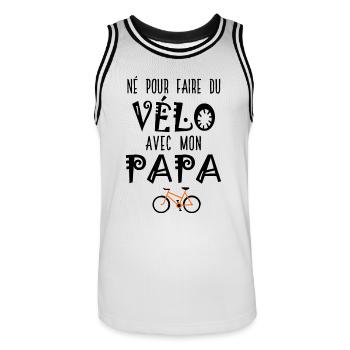 Né pour faire du vélo avec mon papa – Body Bébé - Maillot de basket Homme - blanc/noir - Devant - AI Model Male 185 dark (185cm)