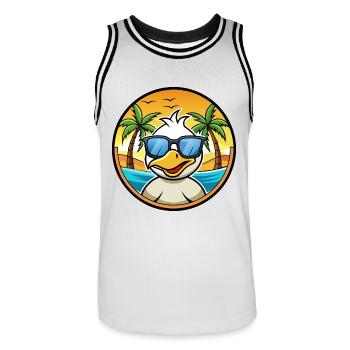 Ente Lustige Cartoon Sommer Strand Sonnenbrille Aufkleber - Männer Basketball-Trikot - Weiß/Schwarz - Vorne - AI Model Male 185 dark (185cm)