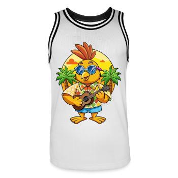 Lustige Wachtel Sommer Strand Sonnenbrille Hawaiianisch - Männer Basketball-Trikot - Weiß/Schwarz - Vorne - AI Model Male 185 dark (185cm)