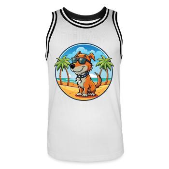 Polnische Jagdhund Hund Rasse Cartoon Sonnenbrille - Männer Basketball-Trikot - Weiß/Schwarz - Vorne - AI Model Male 185 dark (185cm)
